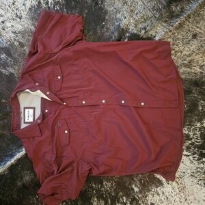 Poncho XXL Rregular Fit Men's Short-Sleeve Button-Down Shirt In Maroon - 101